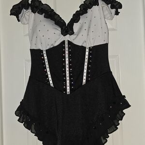 Black and White Ruffled Bodysuit